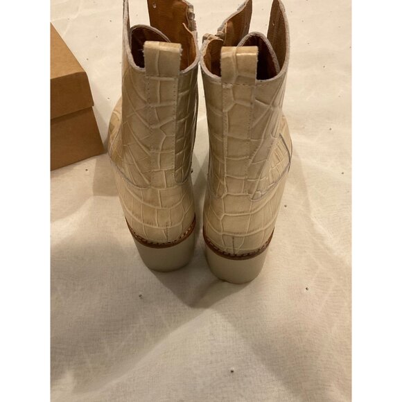 NWT Anthropologie Cream Croc Print Leather Platform Boots Size 6.5narrow - Picture 3 of 6